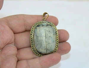 Raro Antiguo Faraónico Antiguo Colgante Escarabajo Amuleto Egiptología BC - Imagen 1 de 2
