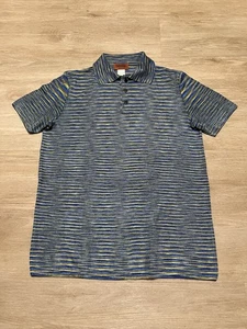 Vintage Missoni Striped Rayon Polo Shirt Size 48 Made in Italy Multi Color - Foto 1 di 8