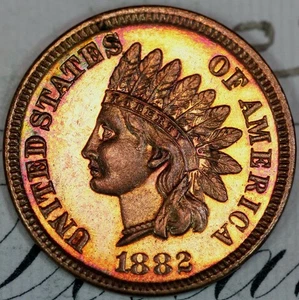 1882 CAMEO PRISTINE++ GEM PROOF INDIAN HEAD PENNY DC166 FROM MATTHEWS HOARD - Picture 1 of 3