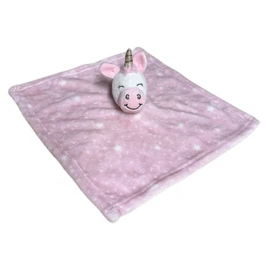 Hudson Baby HB Unicorn Pink Security Blanket Lovey 13” Stars Plush Stuffed Toy - Picture 1 of 13