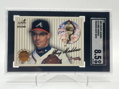 2000 PACIFIC AURORA GREG MADDUX PREMIERE DATE #D 50/52 SGC 8.5 HOF BRAVES - Image 1 of 2
