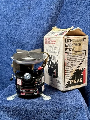 Estufa ligera Coleman 400A Peak 1 de un solo quemador con fecha 6/88 - ¡Probada! Foto 1 de 4