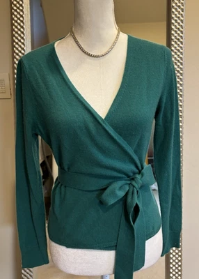 Diane von Furstenberg Green Wool/Cashmere  Ballerina Wrap Sweater Size Medium - Image 1 of 4