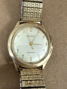Vintage Bulova Waterproof Handaufzug Herren Armbanduhr 10KT RGP Lünette - Bild 1 von 22