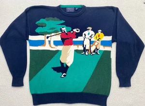 Vintage 90s Hathaway Golf Sweater Cotton Mens XLARGE Pullover - Picture 1 of 11
