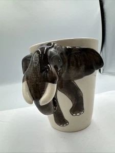 World Market 3D 10oz Elephant Head & Tusks Handle Ceramic Coffee Tea Cup Mug 4.5 - Picture 1 of 6