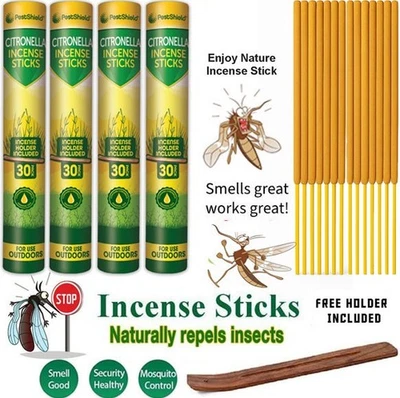 100% Natural Citronella Incense Sticks Outdoor Home Garden Insect Fly Repellent - Image 1 of 4