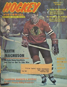 1971 revista pictórica de hockey de marzo Keith Magnuson, Chicago Blackhawks BUENA - Imagen 1 de 1
