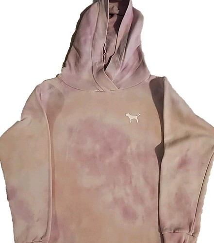 UNDERCOVER Felpa Victoria's Secret con cappuccio tie dye rosa acquerello cucciolo XS extra small