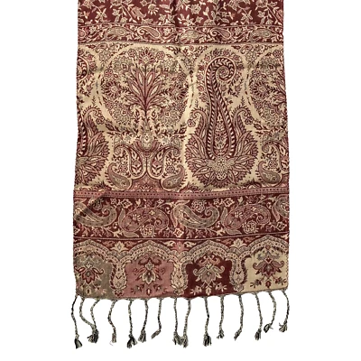 Bufanda Rapti Fashion roja, negra tostada cachemir seda mezcla viscosa nueva con etiquetas 8402 80x20 pulgadas Foto 1 de 4