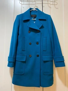 NWT ANN TAYLOR Women Wool Blend Refined Double Breasted Peacoat Size S Blue - Picture 1 of 12