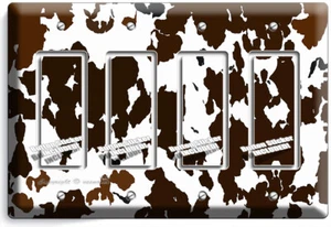 COW HIDE SKIN PRINT 4 GFCI LIGHT SWITCH WALL PLATE COUNTRY STYLE ROOM HOME DECOR - Picture 1 of 1