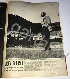 JACKIE ROBINSON SIGNED BY BROOKLYN DODGERS RARE 1945 PICTORIAL - Picture 1 of 3