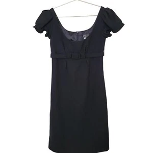 ABS by Allen Schwartz Dress Sz 2 XS Smock Neck Bow Black Ruffle Sleeve - Picture 1 of 7