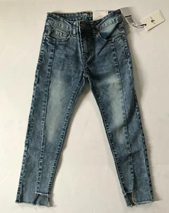 7 For All Mankind Jeans Girls 8 The Ankle Skinny Denim Raw Hem - Picture 1 of 4