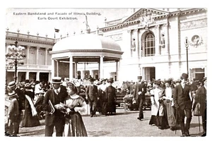 EARLS COURT EXHIBITION, LONDON - BANDSTAND & ILLINOIS BUILDING 1909 Postcard - Picture 1 of 1
