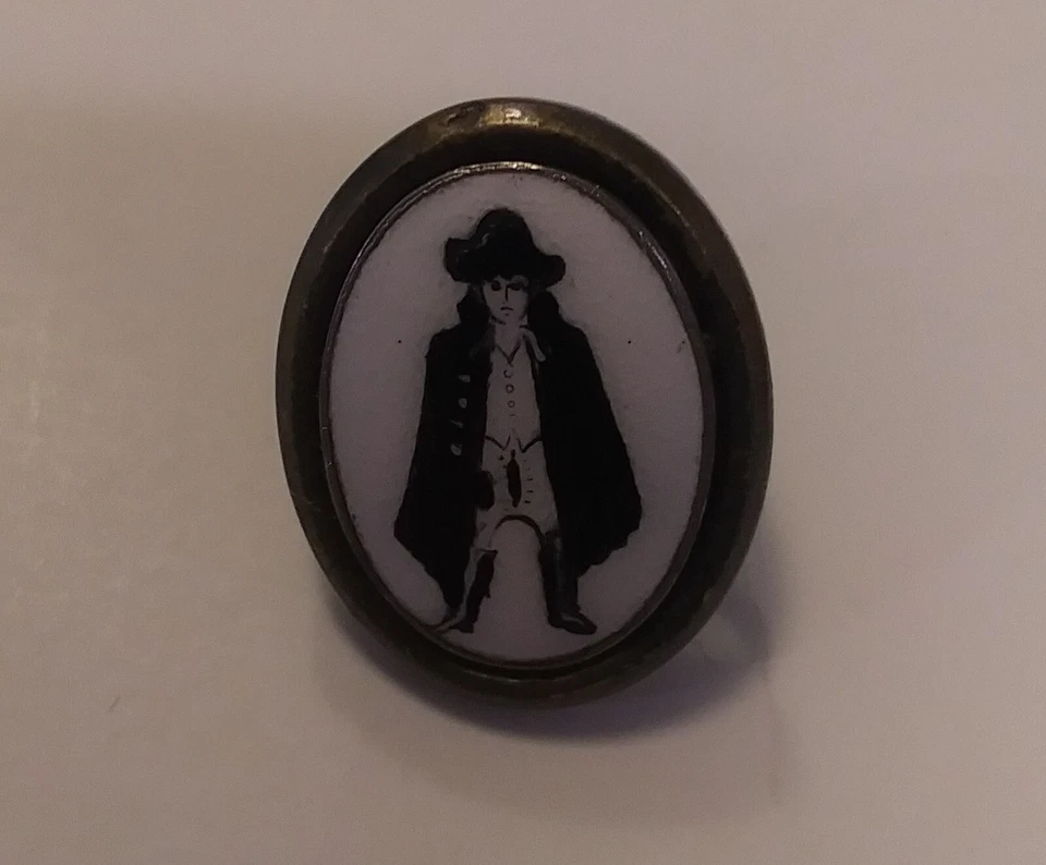 Clipe de gravata vintage raro Canterbury homem em porcelana preta latão - Imagem 1 de 2