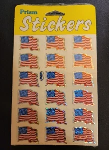 Vintage Prismatic American Flag Sticker Sheet 18 Stickers - Picture 1 of 2