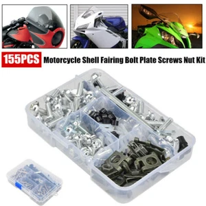 155x Motorcycle Shell Fairing Bolt Plate Screws Nut Hardware Assortment Kit,; - Picture 1 of 11