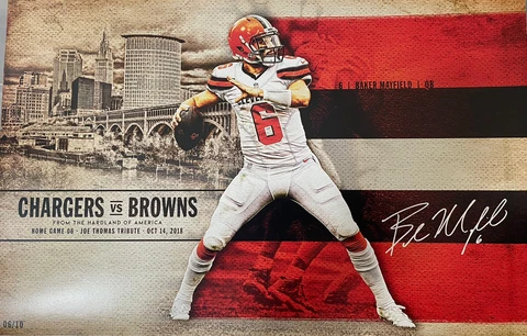 Baker Mayfield Cleveland Browns SGA San Diego Chargers October 14, 2018 Cover
