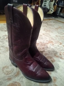 DAN POST MILWAUKEE BLACK CHERRY LEATHER ROUND TOE COWBOY BOOTS #112R MEN'S 9.5D - Picture 1 of 12