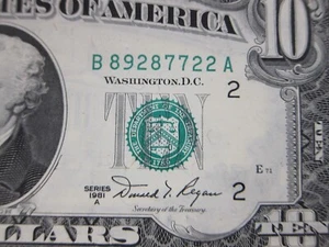 1981A $10 FRN #B89287722A - Picture 1 of 9