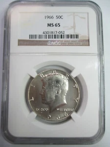 Medio dólar Kennedy 1966 NGC MS65 como nuevo certificado por el estado huelga de negocios - Imagen 1 de 11