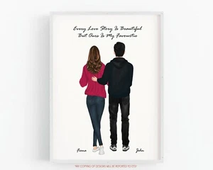 Estampado en pareja personalizado, hogar nuevo, regalo de boda, retrato de pareja, decoración del hogar - Imagen 1 de 5