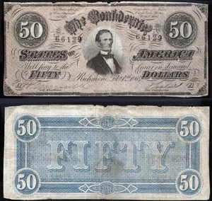 $50 Confederate 1864 Civil-War T-66 PF-11 CR-500 S/N 66129 2Series Plate AY - Picture 1 of 1