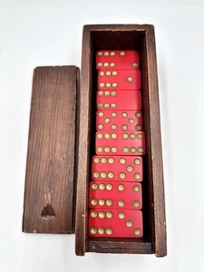 Red Lucite Dominosteine im Koffer Komplettsatz 28 Stück - Bild 1 von 15