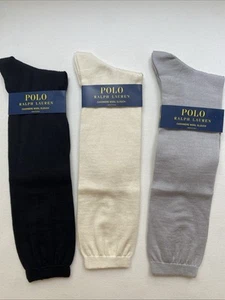 Polo Ralph Lauren Cashmere & Silk Blend Slouch Socks Women’s Set Of 3, Italy - Picture 1 of 5