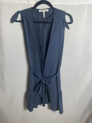 BCBG Generation Blue Sleeveless Open Front Duster Vest XS - Image 1 of 4