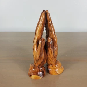 Praying Hands Olive Tree Wood Holy Land Bethlehem Israel Religious Vintage - Picture 1 of 19