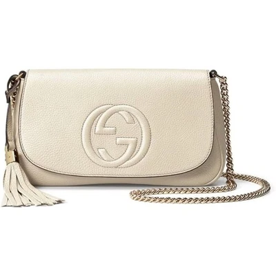 NUEVO Bolso de Mano Gucci Soho Cuero Blanco Bandolera Bolso sin asas Marfil Hecho en Italia Foto 1 de 4