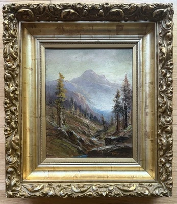 Pintura al óleo original firmada por Charles Henry Harmon de las Montañas Rocosas de Colorado de 1905 Foto 1 de 4