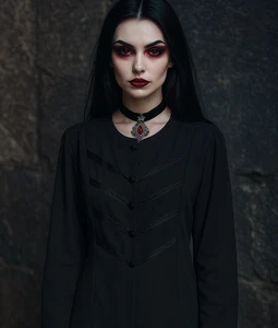 Womens Shirt Top Blouse Black 18 Long Goth Vampire Wednesday Addams Vampcore - Picture 1 of 12