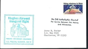 Inaugural Flight - Hughes Airwest: AM76 CANCELLED FLIGHT with NOTE & STAMP - Picture 1 of 1