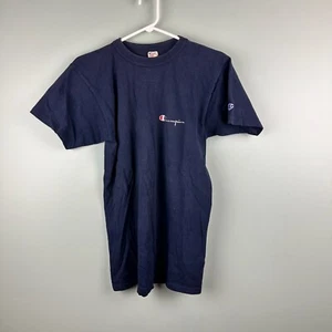 Vintage 80s Champion Script Sportswear T-Shirt Size Medium Blue Athletic Cotton - Picture 1 of 9