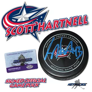 SCOTT HARTNELL Signed COLUMBUS BLUE JACKETS OFFICIAL GAME PUCK - w/COA - Picture 1 of 1
