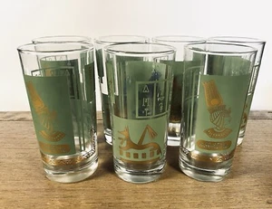 MCM Egyptian Hieroglyphs Highball Glasses Set of 7 - Picture 1 of 2