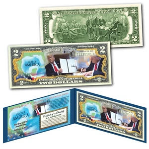 DONALD TRUMP signs GULF OF AMERICA order on January 20, 2025 Genuine US $2 Bill - Picture 1 of 3