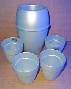 Set 5pz Guzzini Italy Raffreddatore Bottiglie Plastica Grigio e 4 Tazze Picnic - Foto 1 di 22
