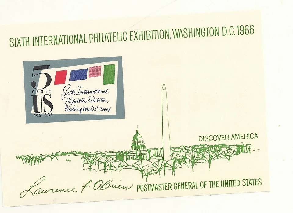 US. 1311. 5c. Sixth International Philatelic Exhibition Sheet  1966 MNH - Image 1 of 1