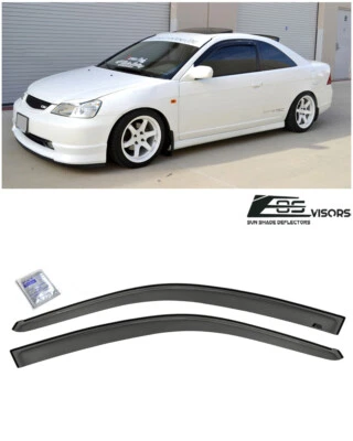 Protectores de lluvia parasol con ventilación lateral tintada ahumado JDM para Honda Civic Coupé 01-05 Foto 1 de 4
