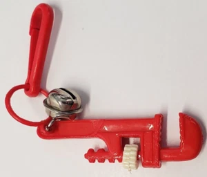 Wrench Clip On Bell CharmRed White 80s Retro Plastic - Picture 1 of 3