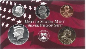 2000-S TEILSILBERPROOF SET CENT, NICKEL, DIME, HALB UND TASCHE DOLLAR 5 MÜNZEN - Bild 1 von 1