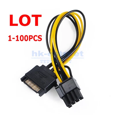15-pin SATA Male to 8-pin (6+2) GPU Graphic Card Power Adapter Cable PCI-E Lot - Image 1 of 4