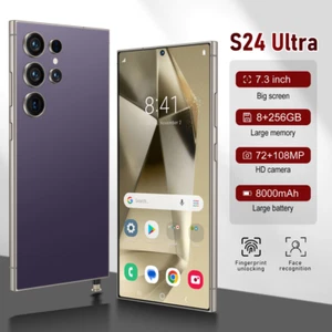 Android 14 S24 Ultra Smartphone 7.3" Factory Unlocked 8+256GB 5G Mobile Phone - Afbeelding 1 van 25