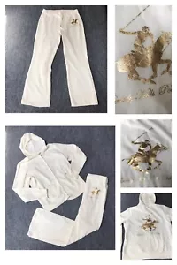Y2K Beverly Hills Polo Club Vintage Track Suit Womens Medium Cream Gold Preppy - Picture 1 of 23