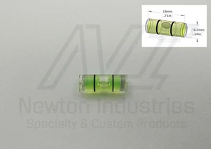 5 pezzi fiala livella bolla acrilico Ø6,5x18 mm YlwGreen Sens: 50'/2 mm 14,55 mm/m - Foto 1 di 1
